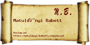 Matulányi Babett névjegykártya